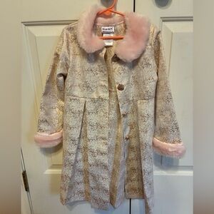 Girls Pink and Cream Cape Coat